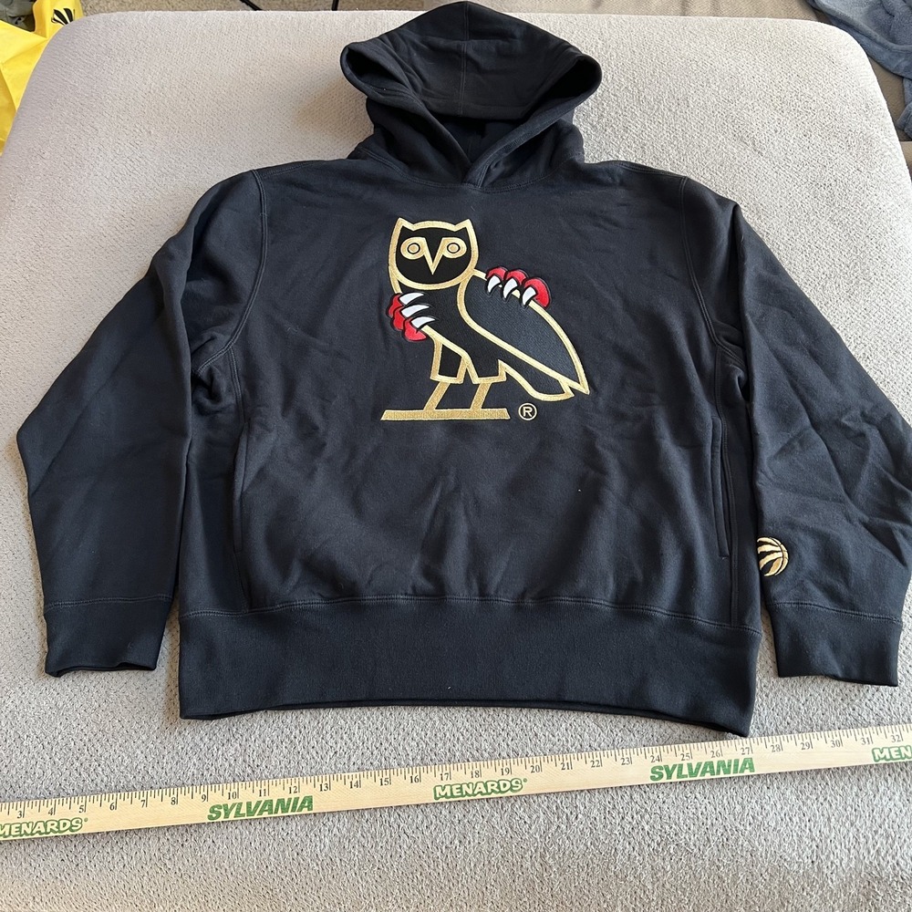 OVO x Toronto Raptors Jurassic Park‎ OG Owl Hoodie Black Gold Large